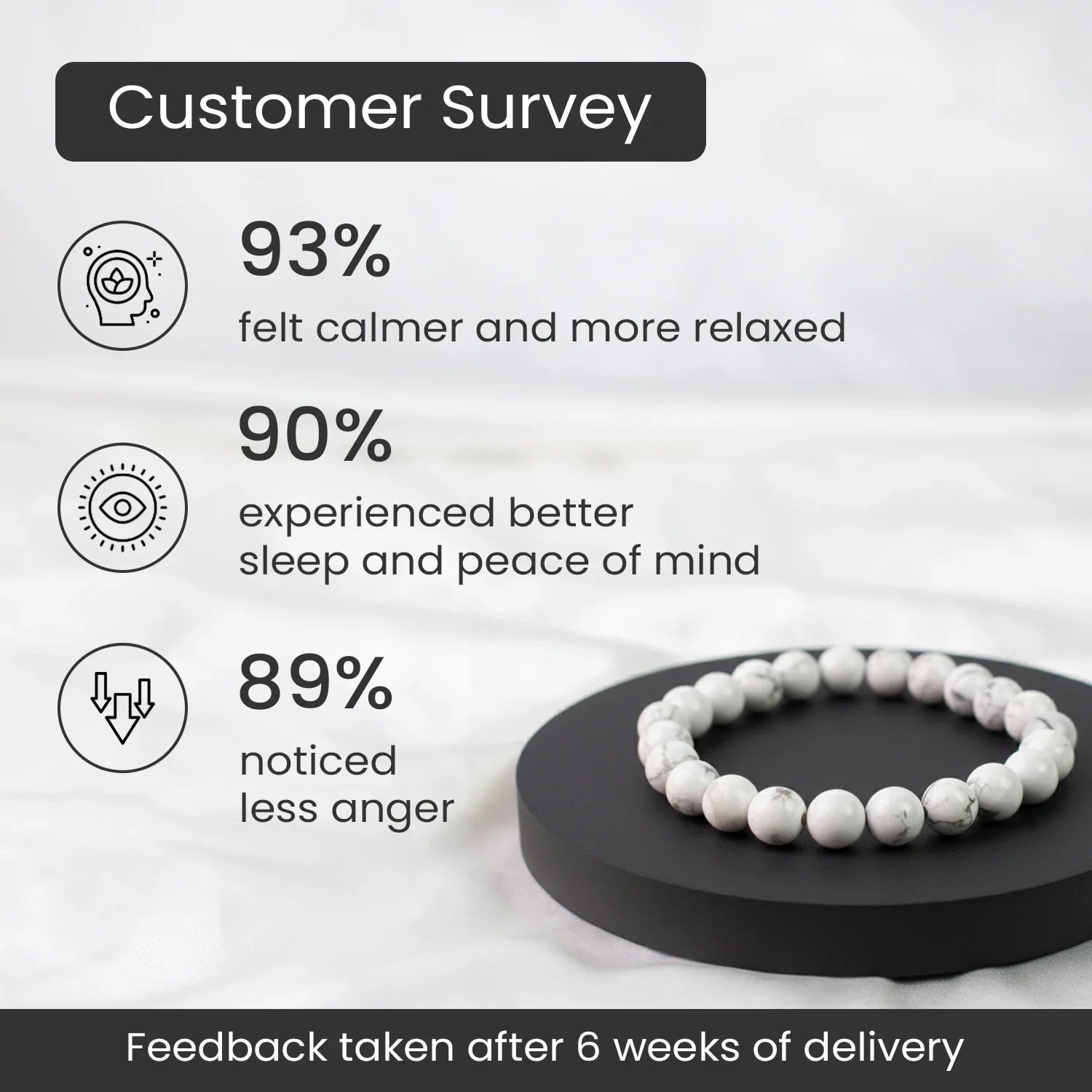 Howlite Bracelet For Calm Mind And Stress Relief