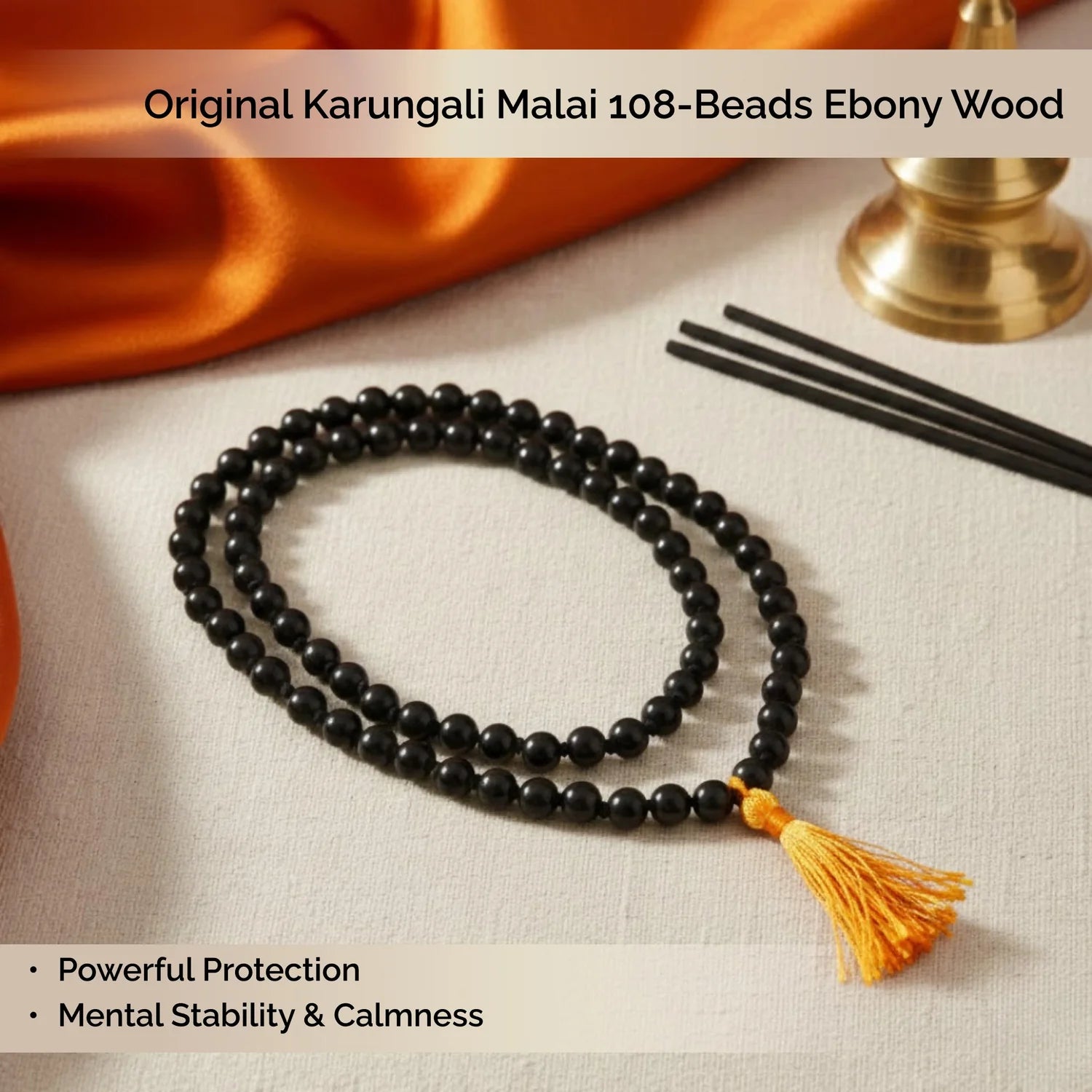 Original Karungali Malai 108-Beads Ebony Wood