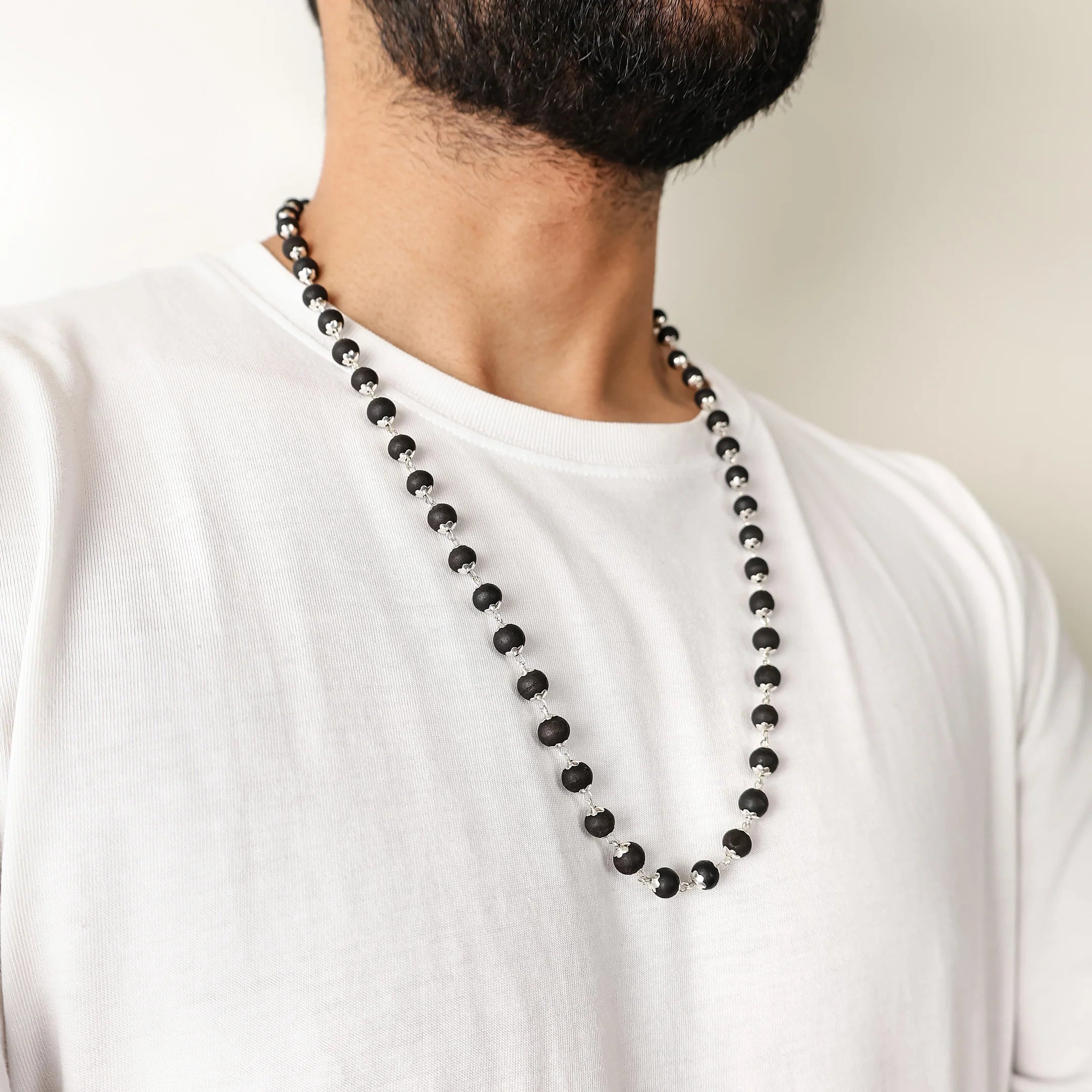 Karungali Malai Silver Cap Plated Necklace with Certification